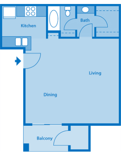 Floor plan for studio, 1 bath, 450 sqft